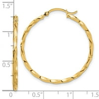 14K zlatne naušnice za poliranje i upletene obruče mjeri 33,5x širok darovi debljih nakita za žene