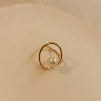 Djevojke Fau Pearl Okrugli šuplji geometrijski prsten za prsten za prsten nakit poklon legura Fau Pearl Gold