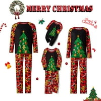 Božićna porodica koja odgovara pidžami setovi Xmas Tree Ispis Raglan vrhovi pletene hlače za spavanje za spavanje odmor Loungewebs Jammies PJS Outfit