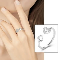 Ring Ring Heart Retro zvona i dizajn prstena Kreativni poklon Jednostavni prsten Rukovanje Otvoreno ličnost Žene Prstenje zvoni Srebrno