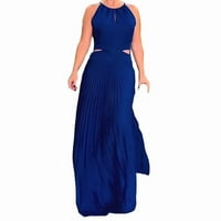 Ženske ljetne haljine Ženski puni okrugli vrat bez rukava visoke struk šuplje FIT PLANED haljine za žene Blue XL