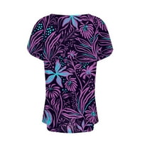 Košulje za žene za žene Top košulja čipka kratkih rukava Formalna putovanja na slobodnom odmoru u duhu Udobne ljetne majice kratkih rukava Purple XL
