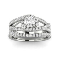 1. Carat TW ženski prirodni dijamantni bridalni set prstena sa zaručnim prstenom i vjenčanim trakom u 10k bijelom zlatu