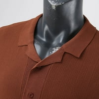 Fabiurt mužjak proljeće i ljeto debeli jacquard kratki gumb pletene tiskane košulje, kafa