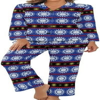 Nautički uzorak Ženska padžama set padžama dolje Spavaće odjeće PJ Set Loungewear Noćno odijelo sa džepom