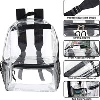 Crni čist ruksak sa ojačanim trakama i prednjim džepom dodatne opreme - savršen za školu, sigurnost i sportske događaje po pakaseptu