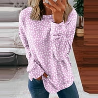 HOMCHY pulover vrhovi za žene dugih rukava Slatke grafičke majice za ispis Bluze casual plus veličine Osnovni pulover