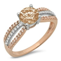 1.27ct okrugli šampanjac simulirani dijamant 18k bijela ruža zlatna angažmana prstena veličine 6.25
