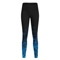 Capri gamaše za žene tiskane pantalone hlače visoki struk trčanje sportskih tajica joga hlače plave l