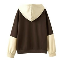 Hoodies XYSAQA za žene Boja blok Ispis pulover vrhove dukserice dugih rukava sa džepom Ženska zimska odjeća