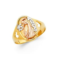 Čvrsta 14k bijela žuta i ruža tri boja zlata petnaestogodišnjeg rođendana quincea_era modna godišnjica prstena 9