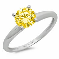 2.5ct okrugli rez žuta simulirana dijamantska 18k bijela zlatna godišnjica za angažman prsten veličine 10.75