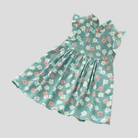 Odjeća za mališana, dječja djeca dječje djevojke modne slatke leteće rukave s slatkim cvijećem print ruff haljina