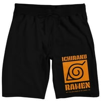 Naruto Shippuden Ichiraku Ramen logo Muškarnog crnog grafičkog spavanja Shorts-XXL