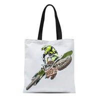 Platno tota torba zelena moto motocross motocross Rider Jump Šareni bicikl Kaskač motocikl za višekratnu upotrebu na ramena Trgovinske torbe