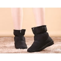 Daeful Women Toplo čizme Plindning Boots Okrugli nožni cipele Zimske cipele Udobne prednje zip dame Prozračne crne 8.5