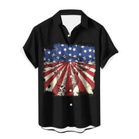 Muškarci 4. jula Dan nezavisnosti Ispisuje Havajske majice zastava i palmine uzorak majica ljetna casual bowling majica