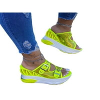Ženske casual cipele peep toe sandale na srednjoj peti modne sandale lagane cipele za žene ljetne papuče, fluorescentna zelena 11.5