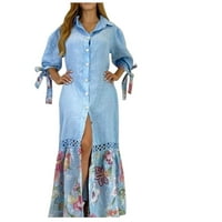 Holloyiver ženske haljine Ljeto tiskovina čipkasti čipkasti čipkaste boje 7-deo rukava u obliku rukava duga haljina s-4xl