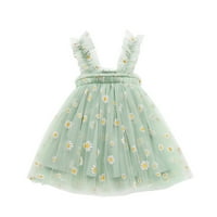 PIMFYLM lijepe vrtne haljine dječje djevojke posteljina pamučna haljina flutter rukava stražnja haljina pročišćena pamučna metvica zelena 5- godina