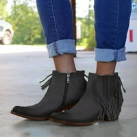 TAWOP Crne čizme za žene kaubojske čizme za žene Ženske vintage tessele Up kratke čizme Midheel Boots Cipele Cowboy čizme Moderna zapadna kaubojska dignjačka boot crna 8.5