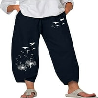 Dabuliu ženske proljeće i ljetne pamučne i posteljine pantalone u širokim hlačama nogu ženske točke hlače ženske plus veličine kapris