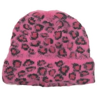 Ženska mekana ružičasta i crna leopard print panie manžencirani čarapa kapa