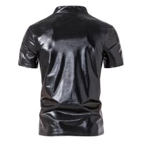 Gaiseeis Ljeto Muška majica Solid svijetla V-izrez kratki rukav Slim Fit Majica Black XXL