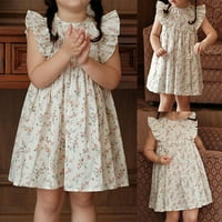 Djevojke toddlera Haljina slatka cvjetna uzorka haljina flutter rukava sandress British Country stil casual ljetna haljina za do 9y dječja odjeća za djecu