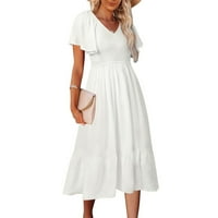 HOMCHY WHITE DRESS HOLD Čvrsto labava haljina s vratom bijela m