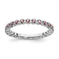 Sterling srebrni izrazi za slaganje ružičaste turmalinske prstene veličine: 10; za odrasle i tinejdžere; Za žene i muškarce