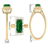 Laboratorija kreirana smaragdno vintage nadahnuta osmognetalni prsten s dijamantskim halo, srebrnim srebrom, SAD 10,50