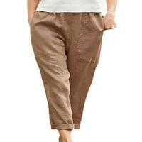 Beiwei žene dno su čvrste pantalone u boji ravne hlače za noge labavi ženski elastični struk mekani crni m