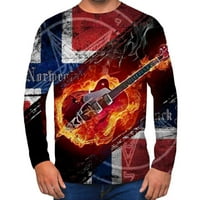 Muški duks 3D Realistic Guitar Print Okrugli vrat Modni pulover s dugim rukavima Izdržljivi vanjski casual fit proljeće jesen bluza crvena xl