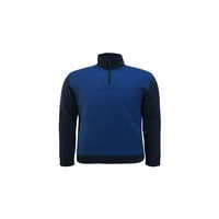 Muška mornarica boja blok mock Classic Fit Quarter-zip pamučni mješavi pulover s