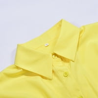 FABIURT Ženska haljina Žene Ljeto Elegantne solidne boje Jednokratna haljina za majicu kratkih rukava, žuta