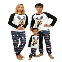 Porodica podudaranje božićne pidžame, crtani elk tisak dugih rukava vrhovi snježne pantalone