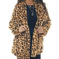 Žene topla zimska jakna plus veličina slatki vrhovi kaput gornji odjeća s dugim rukavima dvostruko dvostruko grudi plišana zglobna jakna Leopard ispis zimski topli kaput Khaki s