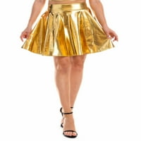 Žene Shiny Metallic Neon suknja Mini planene suknje PVC kože A-line Skater suknja noćna odjeća
