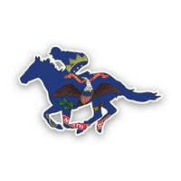 Sjeverna Dakota ND Konjska trkačka državna zastava Naljepnica za zastavu - samoljepljivi vinil - Vremenska zaštitna - izrađena u SAD - Jockey Jockeys konji konji konji