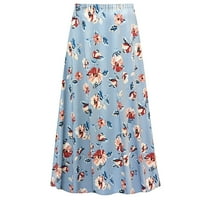 Plus size Extra visoka ženska boho suknja - Elastična struka Maxi suknja Plava polja Dizajner Ispis A-line