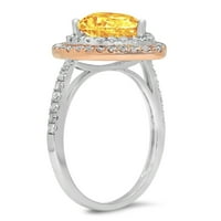 2. CT sjajna kruška Clear Simulirani dijamant 18k bijeli ružin zlato halo pasijans sa accentima prsten sz 7