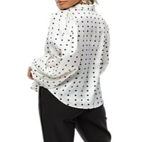 Cindysus Women Retro Leopard Print Tunic Majica Dame Elegantni vrhovi Polka Dot Business Business Gumb down Vintage majice Leopard Sive S