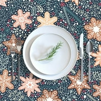 Pamuk Satens Stolcloth, 70 144 - Snow pahuljice, božićni cvjetovi Xmas Holidays Winter Festive Holiday Blue Print Custom stola posteljina od kašičice