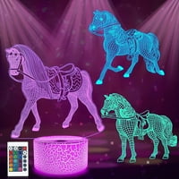Sh konjska noćna lampica, 3D lampica konja sa daljinskim upravljačem Dizalica za promjenu boje kao Xmas Rođendan Gifts3D7L-39