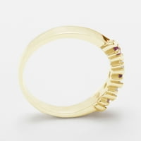 Britanci napravio 14k žuto zlato prirodno rubin i kubični cirkonijski ženski vječni prsten - Opcije veličine - veličine za dostupnost