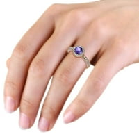 Iolite i dijamantski milgrain posao halo zaručnički prsten 1. CT TW u 14K ružičastog zlata.Size 9.0