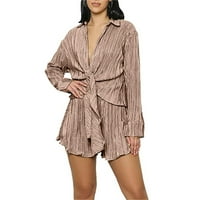 Finelylove ženske pidžame setovi kratke hlače za plaže za žene srednje struk rastom vanjske aktivnosti Solid Brown XL