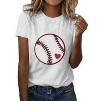 Žene T košulje casual bejzbol ispis kratkih rukava ljetna tunika vrhunska majica za žene