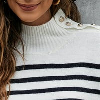 Awdenio džemperi za žene bavi se ženskim prugastim pletenim džemper rekreativnim dugim rukavima tasteri za ovratnike pulover džemper